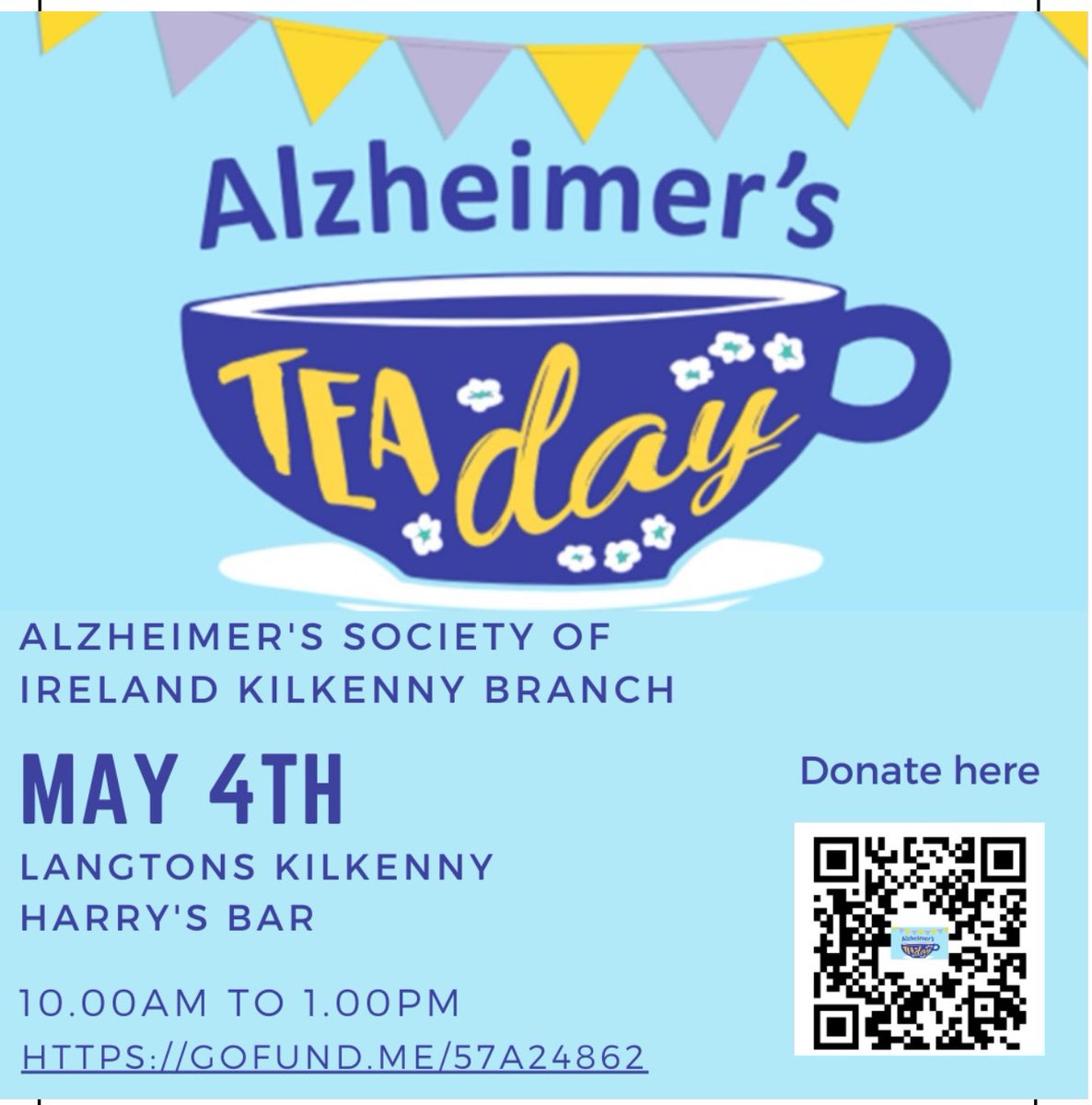 Come along to Harry’s Bar @LangtonsKK for a cup of tea this morning to mark #TeaDay2023 @alzheimersocirl #dementia All welcome.