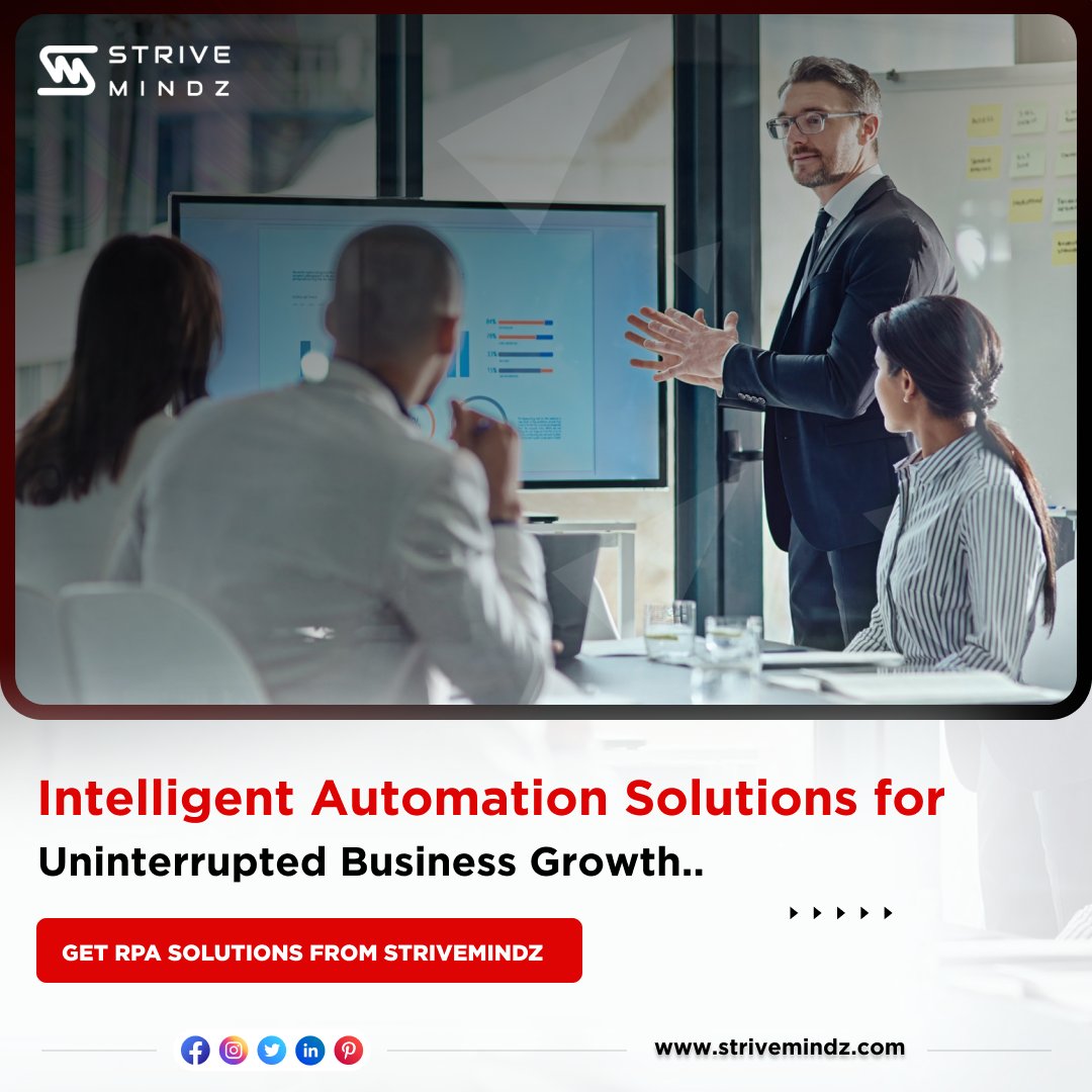 strivemindz's tweet image. Do away with monotonous processes. Drive higher efficiencies with state-of-the-art RPA solutions. Trust Strivemindz to help you stay ahead of the competition with innovative RPA solutions. The future of work is here!
Visit - strivemindz.com
#rpadevelopment