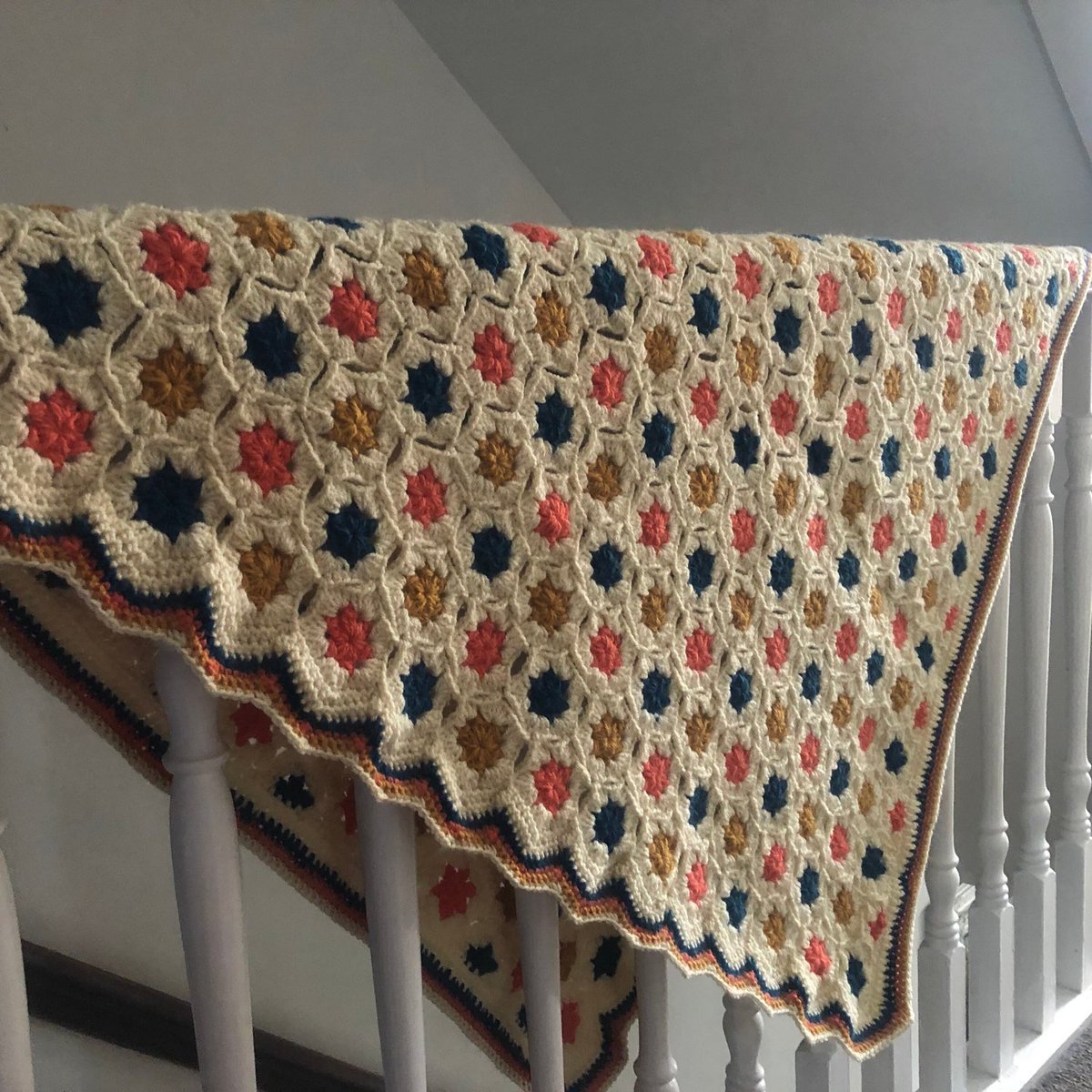 Handmade Crochet Hexagon Blanket #GrannySquare #MHHSBD #UKMakers #CraftBizParty #wip #Elevenseshour #picnic  #patchwork #countryfarmhouse #crochetgift #homewear #hexagons #yarn #handmadeblanket etsy.me/3VvaxEE