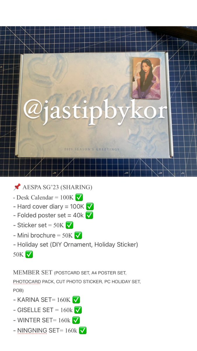 aigatchuman's tweet photo. WTS ( Want To Sale) SHARING/FULLSET SG23 AESPA &amp; SG23 NCT 127 YUTA SET, HARD COVER DIARY (ORI KWANGYA JKT)

📍SG23 AESPA : 
Fullset : 987K + Free paperbag kwangya besar 
Sharing : check foto di bawah

📍SG23 NCT 127 : 
YUTA SET : 130K
HARD COVER DIARY : 100K https://t.co/QYiZnQOq9o