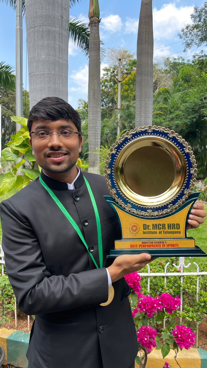 nipun_iss's tweet photo. Won the Director General’s Trophy for Best Performance in Sports at Dr. MCRHRD Institute of Telangana. https://t.co/hpP2GTGH28