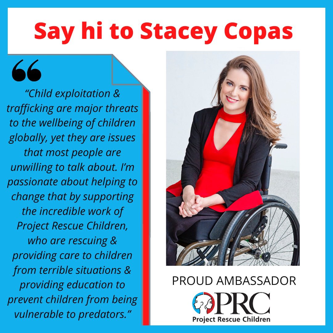 Say hello to our newest Ambassador @StaceyCopas 

Stacey is a remarkable and courageous woman who has a strong passion to protect children and fight child trafficking and exploitation. 

Welcome to the family Stacey. 

#projectrescuechildren