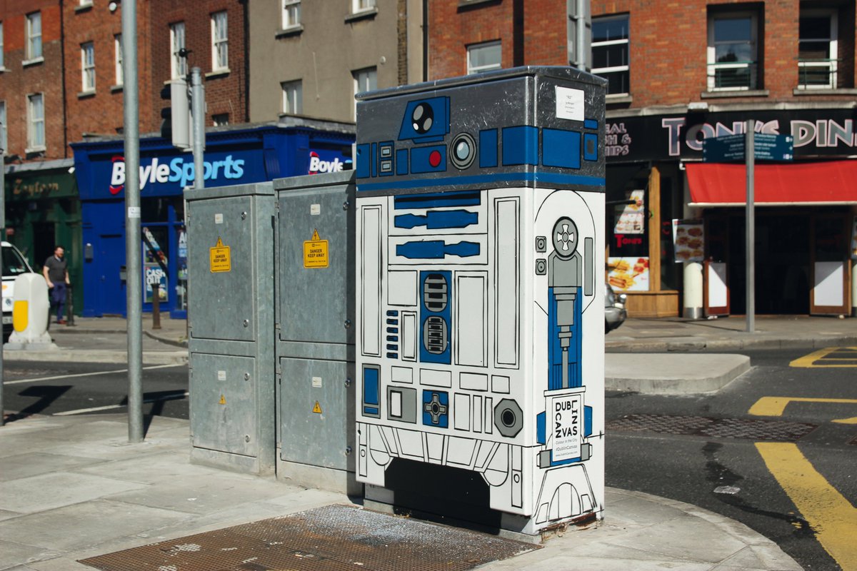 #MayThe4thBeWithYou 
'R2’ by <a href="/MorganArtist/">Morgan</a> Created Summer 2015. Located at Camden Street Upper, Dublin 8. 
The last remaining piece of the original 15 boxes painted as part of <a href="/DubCityCouncil/">Dublin City Council</a> trial to establish Dublin Canvas. Also, one of the most popular pieces created to date.