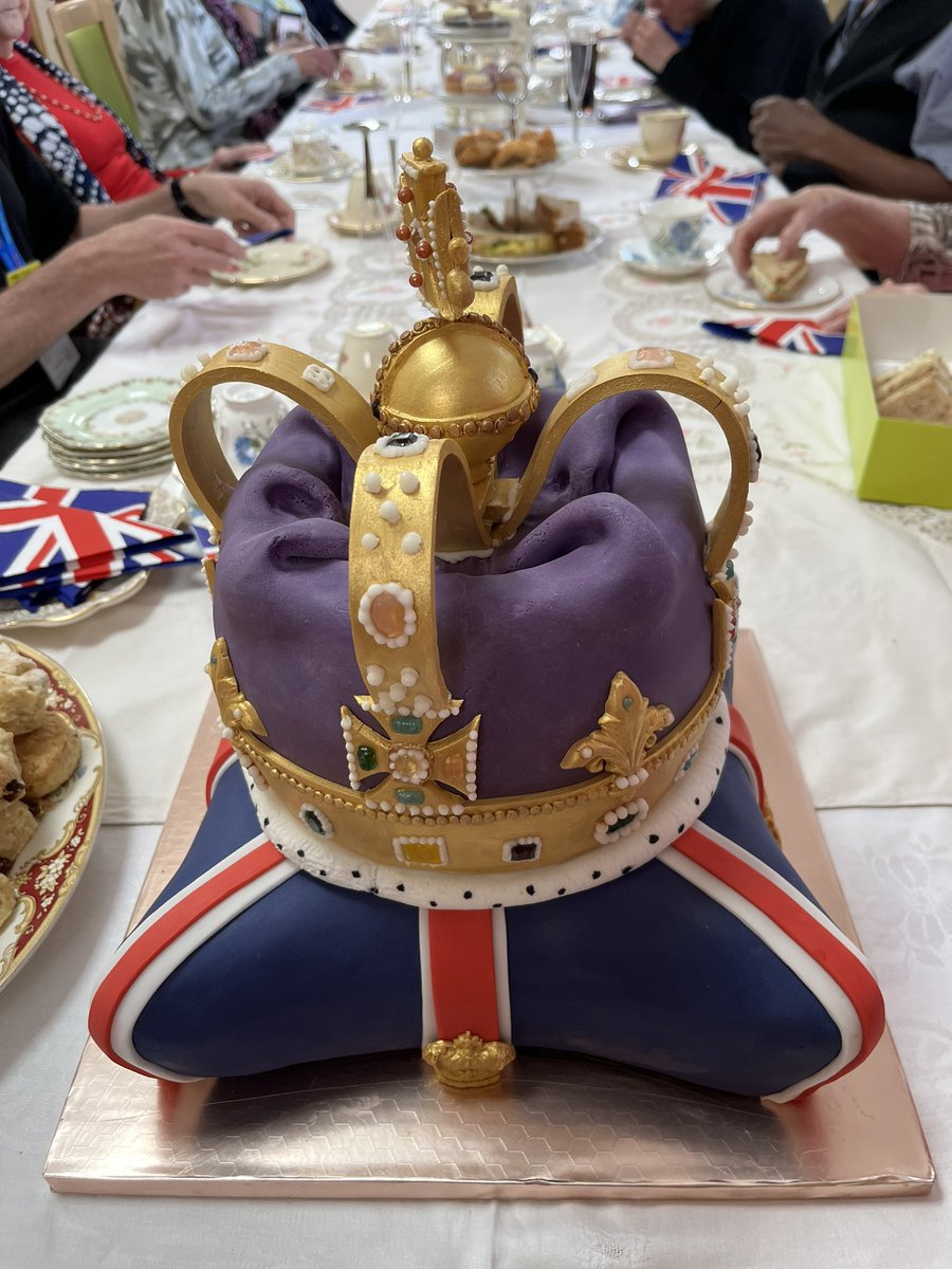 Coronation party at Day Hospice today. 
Cake made by Liz one of the community CNS’s. It was amazing and fun was had by all. 
<a href="/fnhcofficial/">Florence Nightingale Hospice Charity 💙</a> <a href="/BucksHealthcare/">Buckinghamshire Healthcare NHS Trust</a>