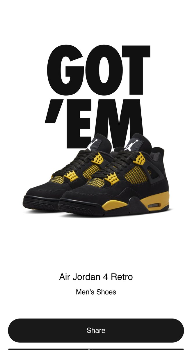 LiftedRockstar's tweet photo. First SNKRS app W for ya boi!  @snipernick32 @RaffyCollects @Nike @Jumpman23 https://t.co/M4jOBurs9V