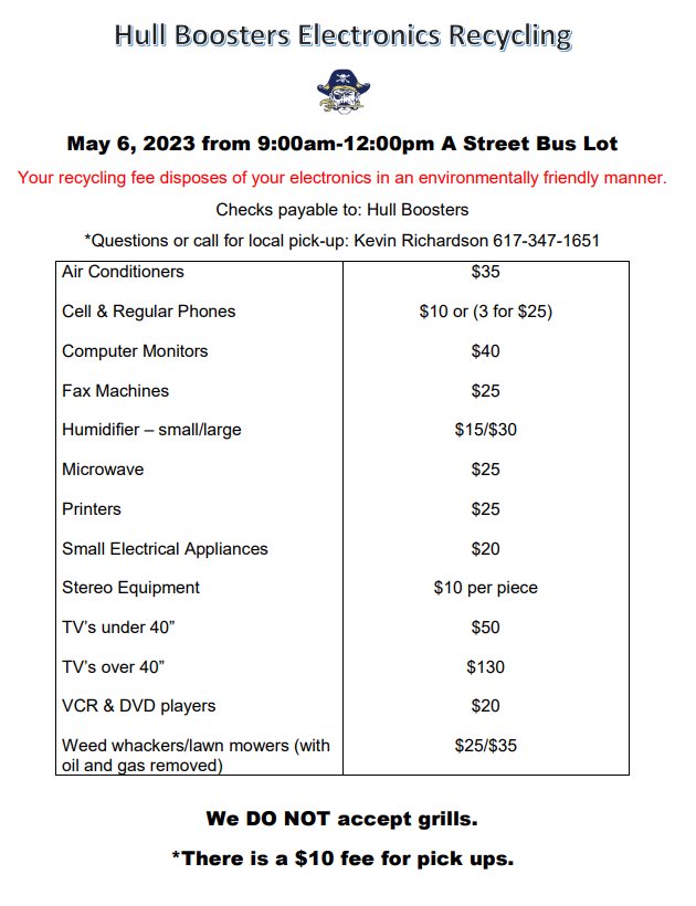 This Saturday! Come out and support the <a href="/hullboosters/">hullbooster</a> and do some spring cleaning at the same time!