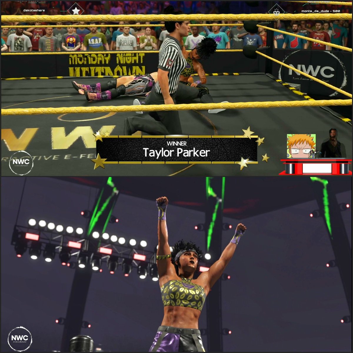 Next we saw Whitney Baker ( @CrazyLioness0 ) take on Taylor Parker (<a href="/taylorrrpark/">“The Spotlight” Taylor Parker</a> ) in women's one on one action. After a doozy we saw Taylor walking away with the W!