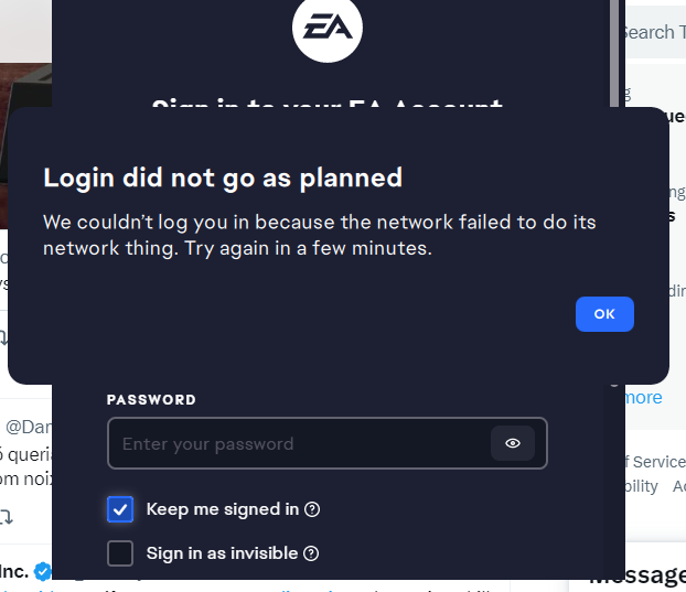 CarolM_Simmer's tweet photo. @EAHelp So after an hour of saying temporary lost connection, it's letting me sign in but then coming up with this message. Why oh why can't we play the Sims 4 in offline mode? The only reason I can think of is you're collecting data on us, such as when and how many people are playing! https://t.co/g60agvW5oA