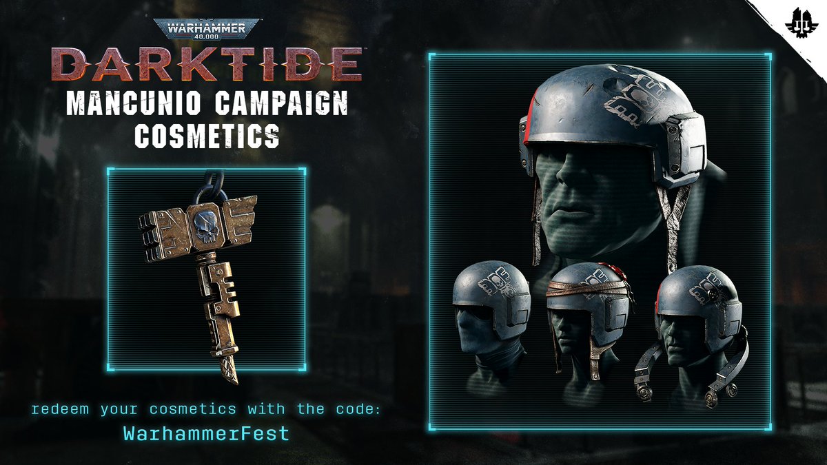 Rejects, Warhammer Fest might be over but we do have some cosmetics to keep the celebration going in Tertium! Claim your helmets and trinket with the code WarhammerFest here: bit.ly/426qVhB Code is available to claim until 18 May 2023