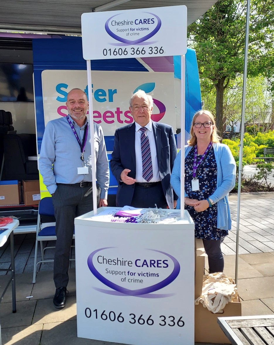 Members of Cheshire CARES with PCC John Dwyer attended the Knife Angel Service of Dedication in Crewe, the sculpture is made from 100,000 seized blades. If you have been a victim of crime or know of someone who has contact us on 01606 366336.