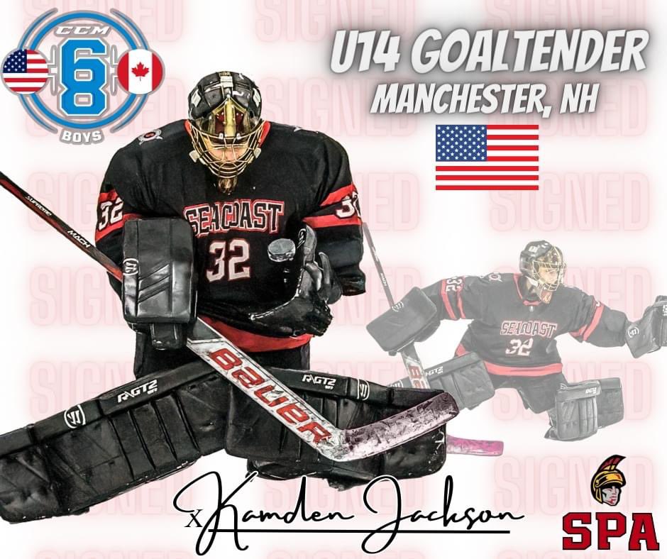 SPAhockeyNH's tweet photo. The Seacoast Performance Academy is excited to announce and welcome back U14 Goaltender Kamden Jackson! Kamden is from Manchester, New Hampshire and was just recently selected as 1 of 8 goalies to the CCM Hockey 68.
#LetsGoSPA https://t.co/wcMngYnDLd