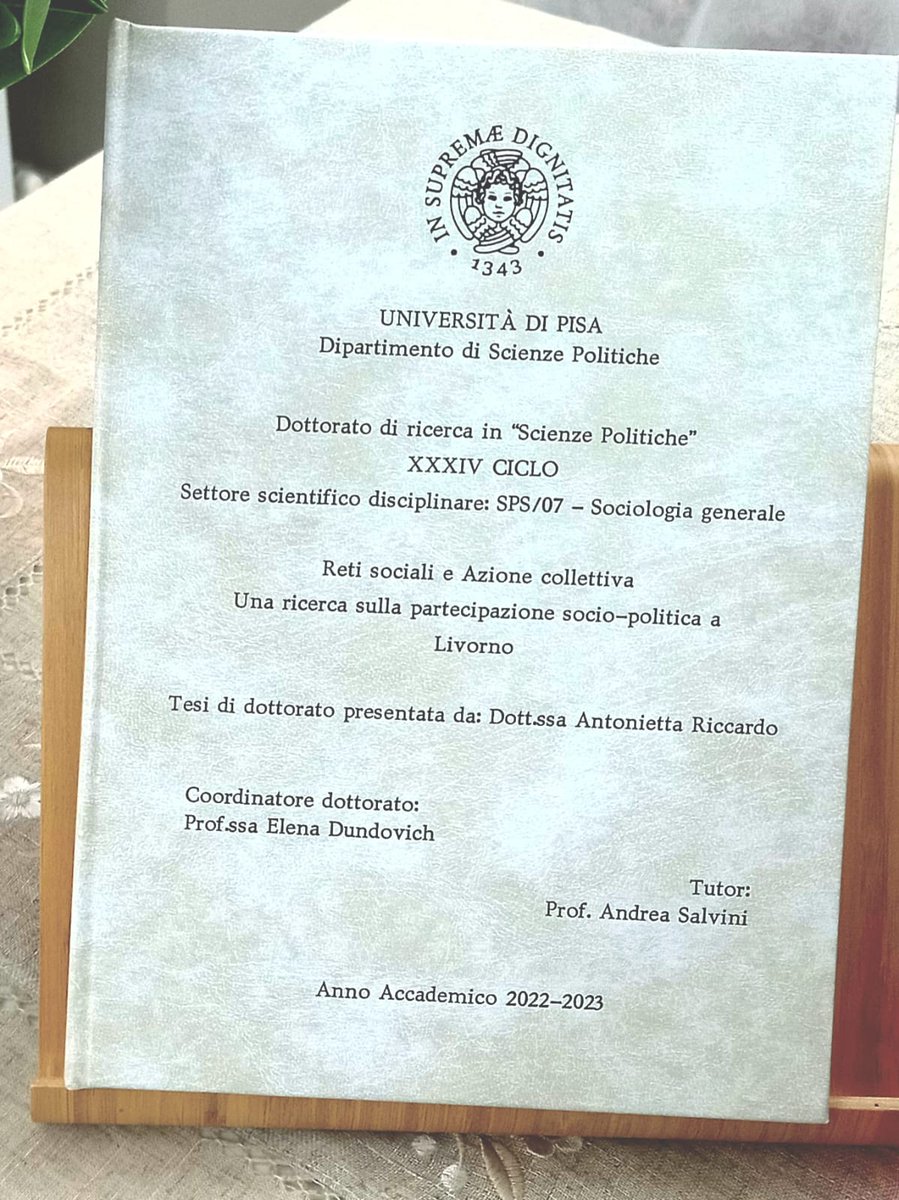 #PhdThesis
What do #collectiveaction and #socialnetworks have in common? What are the social processes that lead to the promotion and development of forms of #socialparticipation in #urbanareas? 

#SNA #MultilevelAnalysis #collectivebehaviour #universityofPisa #Sociology