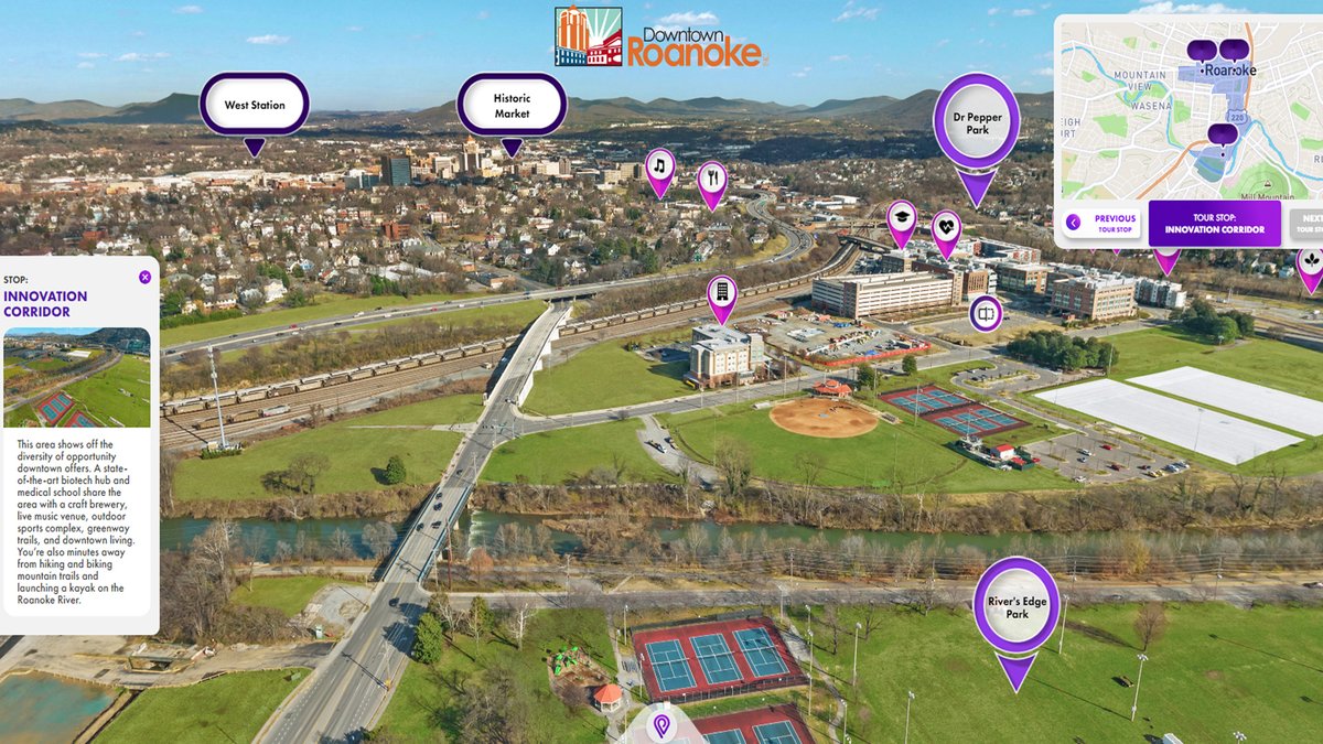 TheHotelRoanoke's tweet photo. Explore Downtown #Roanoke like never before!
@DowntownRoanoke has launched an amazing Virtual Tour that offers you an easy way to get to know the district in a new way.

Check it out | https://t.co/3j7kqiLxYK
Learn the Navigation | https://t.co/VkqED3l50X https://t.co/d3uw20KpMQ