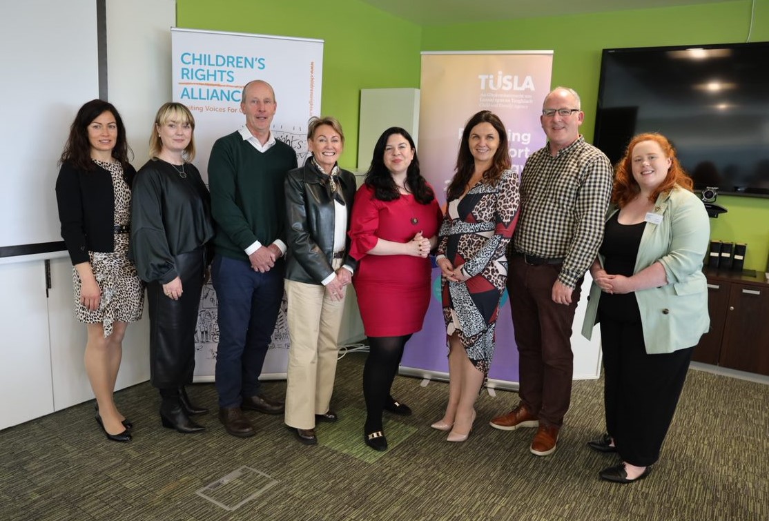tusla's tweet photo. Delighted to host @Tanya_Ward and @ChildRightsIRL today, with an engaging discussion on strategic plans for foster care, residential care, aftercare and Tusla Educational Support Services, along with an update from @KateDuggan8, CEO (interim) on the Tusla Structure Reform. https://t.co/sP11QoVcDZ
