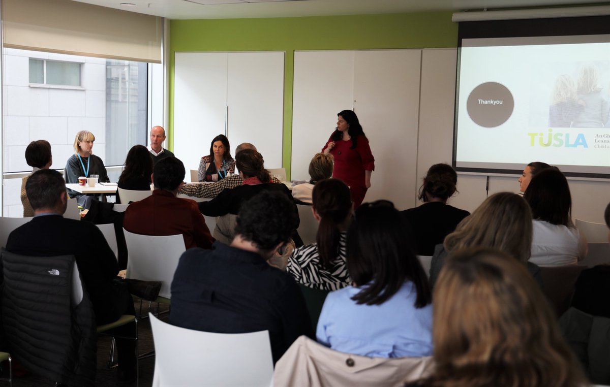 tusla's tweet photo. Delighted to host @Tanya_Ward and @ChildRightsIRL today, with an engaging discussion on strategic plans for foster care, residential care, aftercare and Tusla Educational Support Services, along with an update from @KateDuggan8, CEO (interim) on the Tusla Structure Reform. https://t.co/sP11QoVcDZ