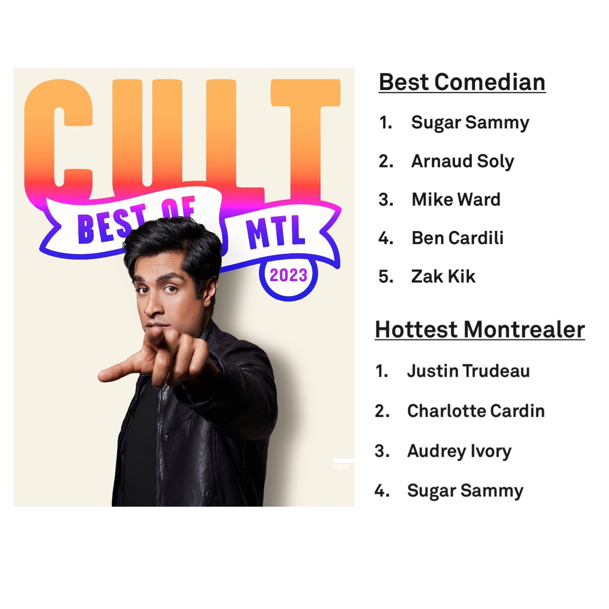 sugarsammy's tweet photo. 🙏🙏🙏#1 Best Comedian and #4 Hottest Montrealer behind two divas and Charlotte Cardin https://t.co/PzP6ZoCGQA