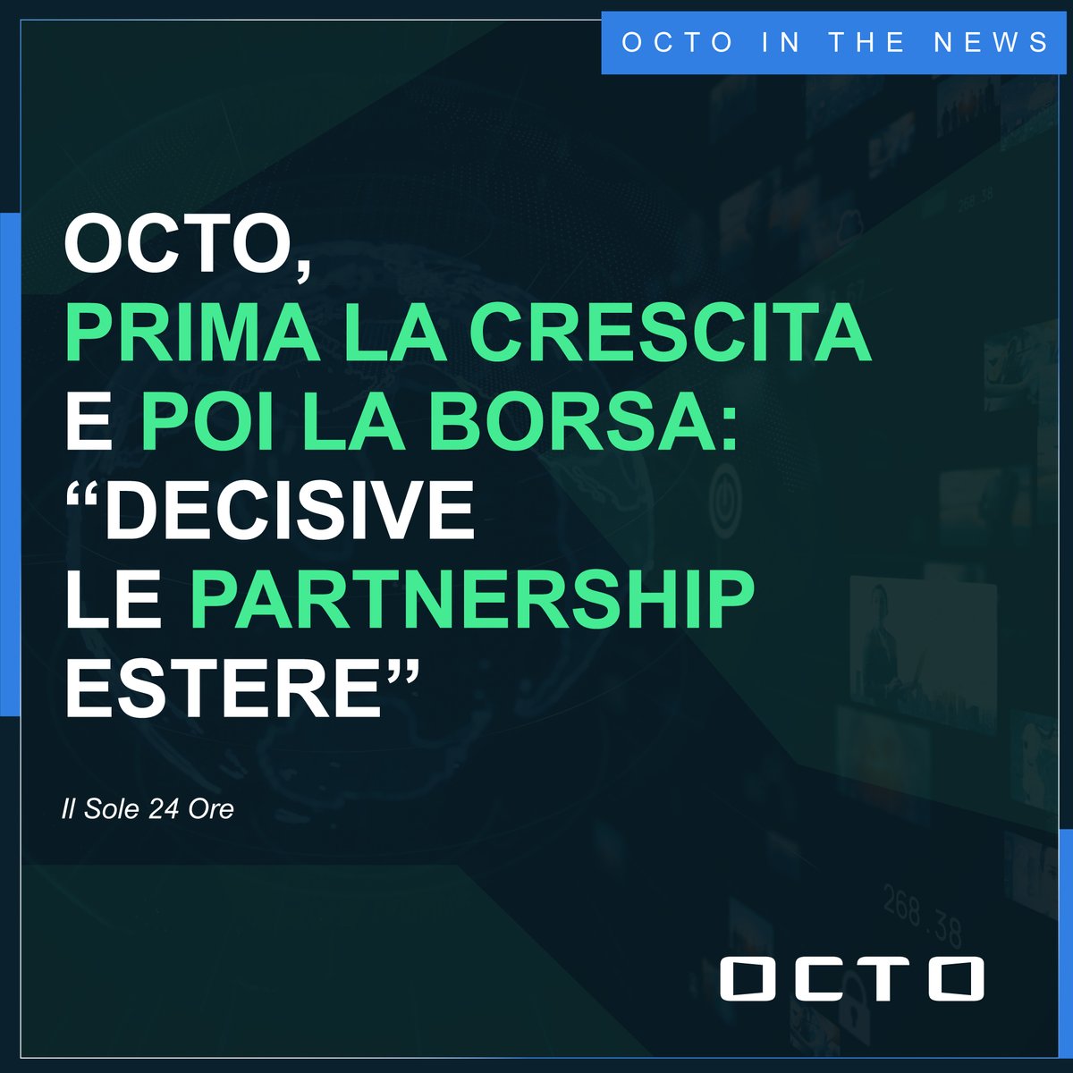 Today's issue of #IlSole24Ore, the Italian newspaper specializing in economics and finance, features an interview with our CEO, Nicola Veratelli, in which he talks about OCTO's growth objectives, #VisionZero, and the importance of #partnerships.
bddy.me/3p4JQup
#Iot
