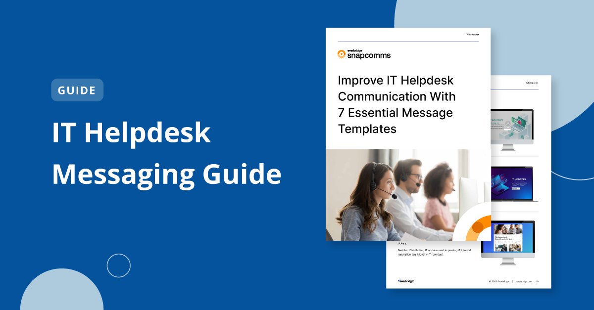 snapcomms's tweet photo. Get important IT messages in front of staff faster and more effectively with this essential guide to IT helpdesk messaging. https://t.co/y3fLY7hmnA

#CyberSecurityAwareness #Security #InternalComms #ITCommunication https://t.co/ELnKeJhluy