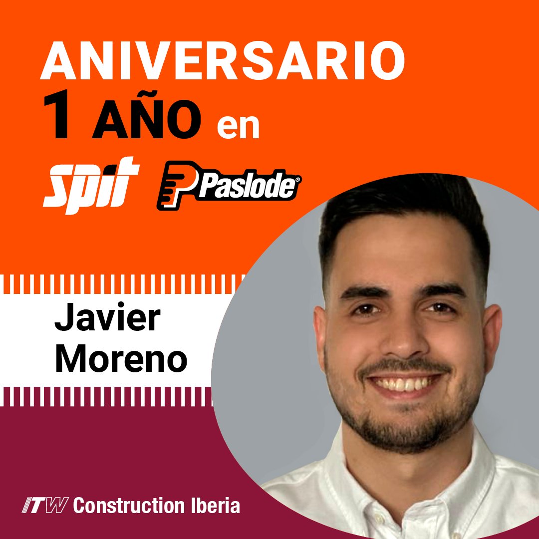 FELICIDADES hoy lleva 1 año nuestro delegado de la zona CENTRO, Javier Moreno, especialista en el canal profesional en placa de yeso y aislamiento para SPIT y PASLODE.

Nuestro equipo ITW Construction Iberia en: spitpaslode.es/es/quienes-som…

#Spit #Paslode #itwconstructioniberia