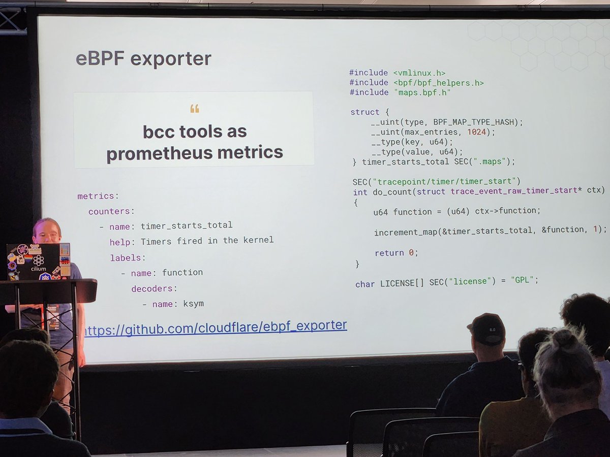 There's a wealth of BCC tools for #eBPF (if you're not familiar, check out libbpf-tools on GitHub). And now there's a useful eBPF exporter to expose those as @PrometheusIO metrics for #observability. @lambdanis of @isovalent @ciliumproject team at #WTFisSRE