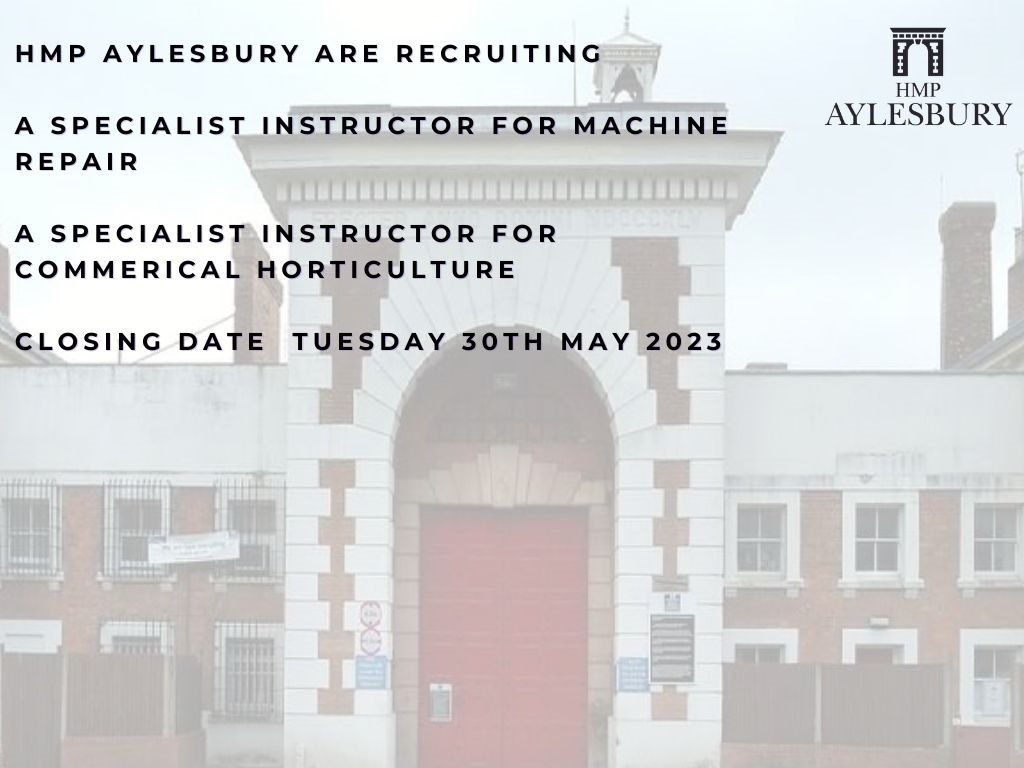 HMP Aylesbury are recruiting for Specialist Instructors in:
Machine Repair and
Commercial Horticulture

justicejobs.tal.net/vx/lang-en-GB/…

justicejobs.tal.net/vx/lang-en-GB/…

<a href="/HMPAylesbury/">HMPAylesbury</a>