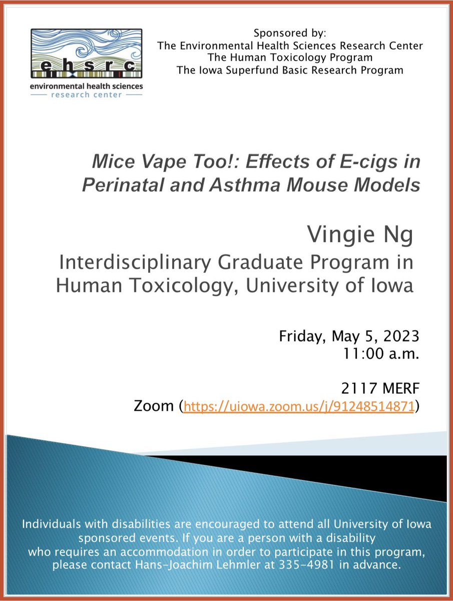 Don’t miss the last Human Toxicology seminar of the semester! We’ll get to hear a great talk from one of our own Toxies!