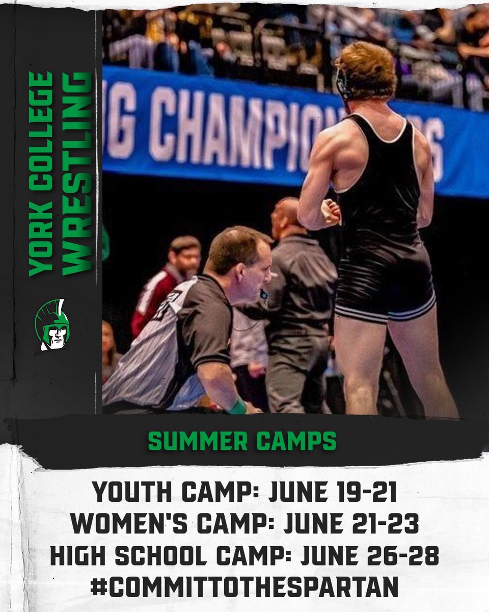 Looking to get better this summer?  Then look no further and sign up for one of our camps! #CommitToTheSpartan

Link to register: ycpwrestlingcamp.com