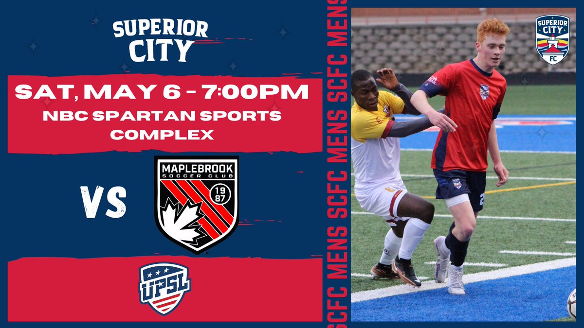 SuperiorCityFC's tweet photo. We’re at HOME this weekend for our first UPSL match at the NBC Spartan Sports Complex against @mpb_soccer 🌊

Full Game Preview: https://t.co/dHuuiZekOt https://t.co/jHM9zZLxs7
