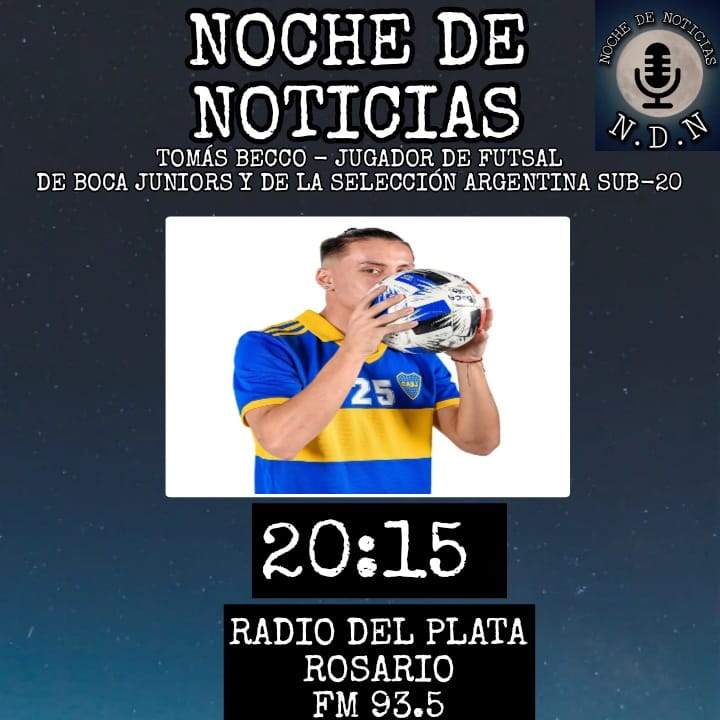 Noche_de_notis2's tweet photo. #nochedenoticias 🎙📻// HOY EN EL OCTAVO PROGRAMA DE @Noche_de_notis2 POR @DelPlataRos935 FM 93.5 DE ROSARIO DE 20 A 21 HORAS ENTREVISTAMOS A @Tommybecco7 JUGADOR DEL FUTSAL DE BOCA JUNIORS Y LA SELECCIÓN ARGENTINA SUB 20 .
#radiodelplatarosario #nochedenoticias #octavoprograma . https://t.co/NdN3mHsRhb