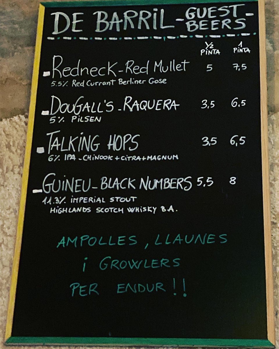 Brew Pub Le Sec (@brewpublesec) on Twitter photo Avui On Tap!! <a href="/redneckbrewery/">Redneck Brewery</a> <a href="/cervezadougalls/">Cervezas Dougall's</a> <a href="/cervesaguineu/">Cervesa GUINEU</a> #talkinghops #manicstoutpreachers #blackhopsun #comeonaleen #friendswillbeerfriends A partir de les 18h!! 🍻🍻 Avui On Tap!! <a href="/redneckbrewery/">Redneck Brewery</a> <a href="/cervezadougalls/">Cervezas Dougall's</a> <a href="/cervesaguineu/">Cervesa GUINEU</a> #talkinghops #manicstoutpreachers #blackhopsun #comeonaleen #friendswillbeerfriends A partir de les 18h!! 🍻🍻