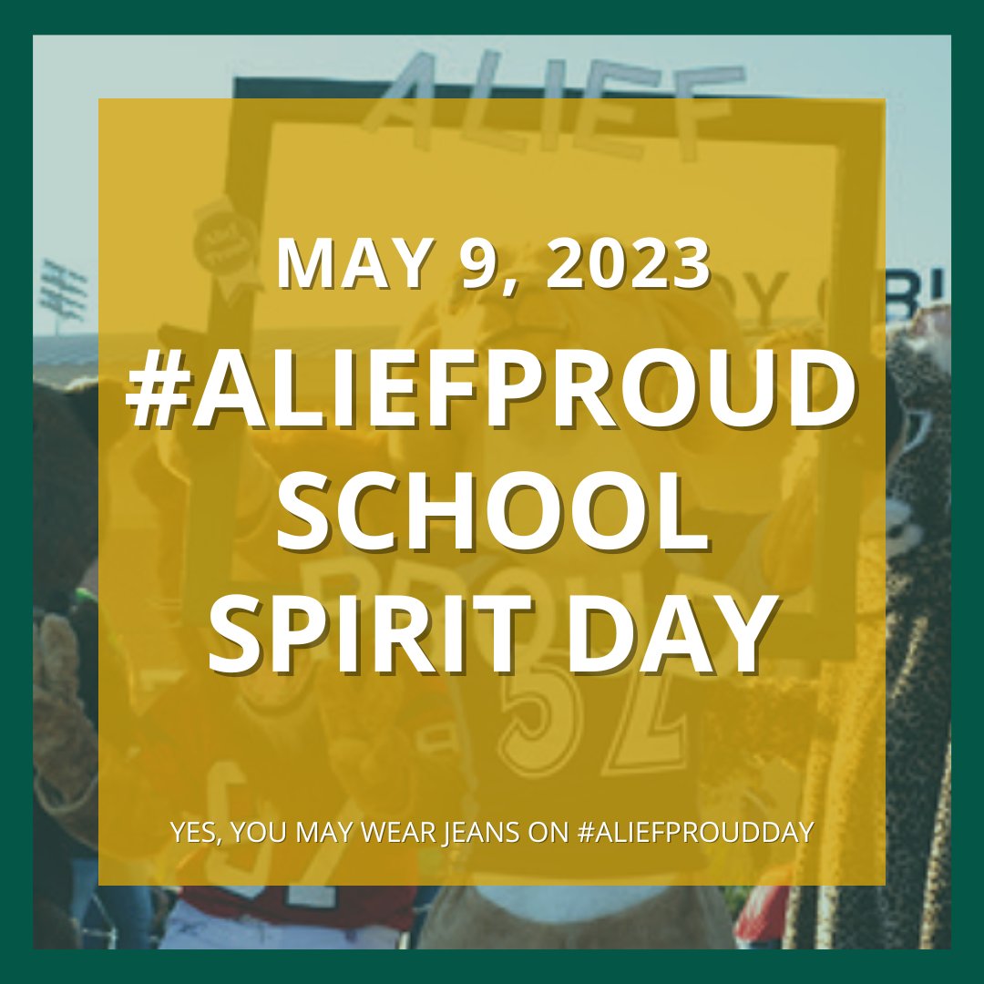Are you #AliefProud? Show off your Alief School Spirit on Tuesday, May 9th! All Alief ISD students and staff are encouraged to wear their favorite Alief shirt!