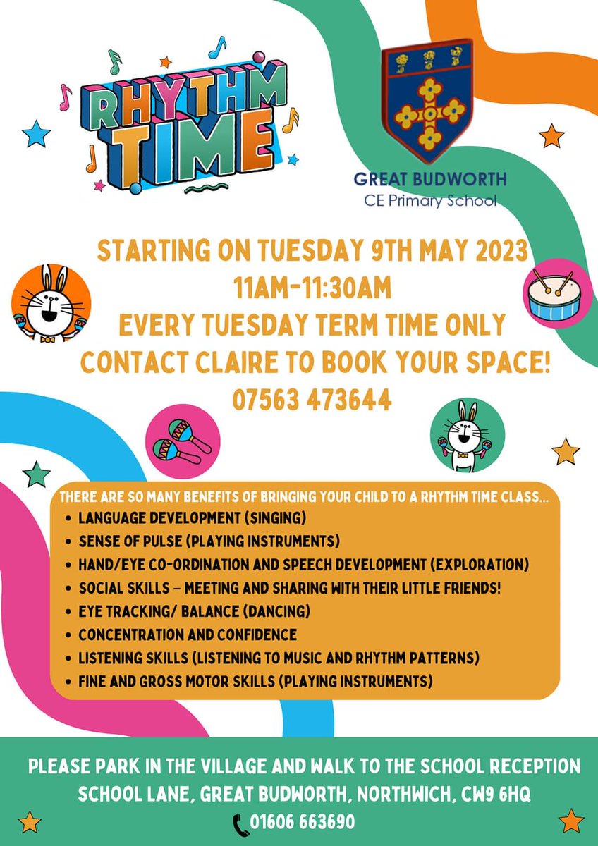 From Tuesday, #RhythmTime is coming to Great Budworth @GreatBudworthps 
#toddlerclass
#parentclass
#greatbudworth
#singing
#songtime
#socialbabies
#Northwich

portal.rhythmtime.franscape.io/class-overview…