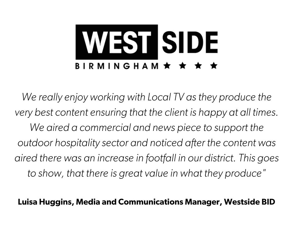 We always enjoy working with <a href="/westsidebid/">Westside BID</a> and were so happy to receive such positive feedback, thank you -  its been a pleasure, can't wait to see what's next for this vibrant part of the country! Have a look at some of our previous work on our YouTube Channel <a href="/LTV_Creative/">LTV Creative</a>
