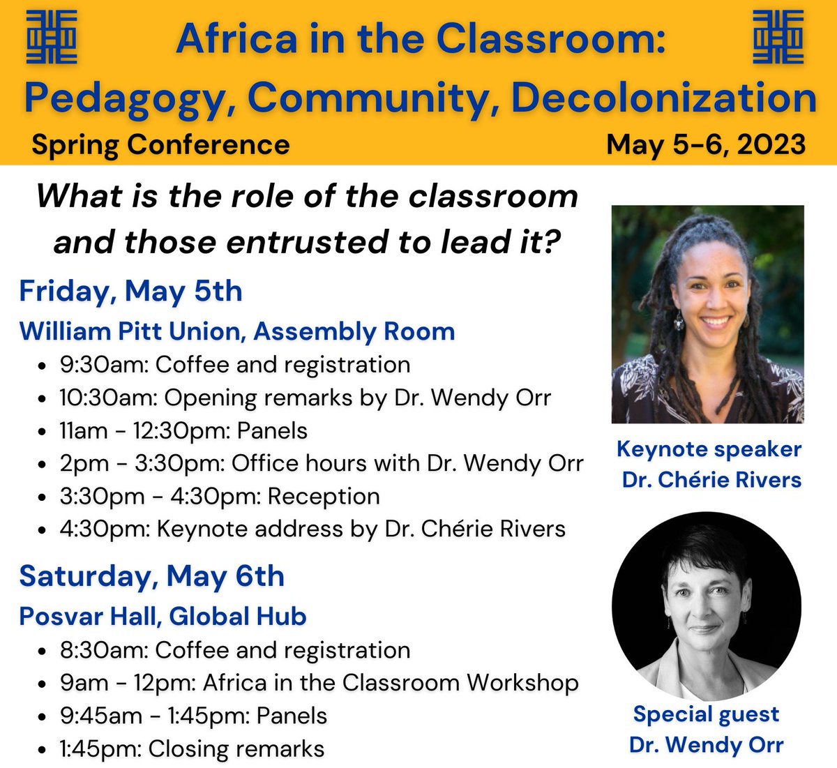 Our Spring Conference begins tomorrow! This year, our theme is "Africa in the Classroom: Pedagogy, Community, Decolonization." Learn more, see the schedule, and register for free: ucis.pitt.edu/africa/spring-…
#AfricanStudies #PittGlobal #SpringConference