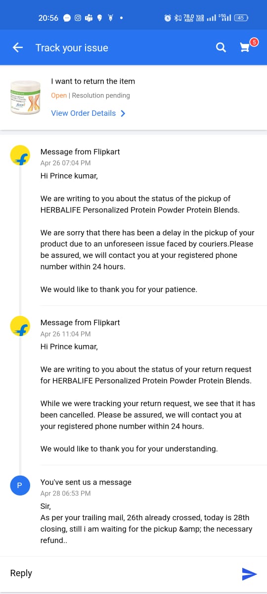 arpeaks's tweet photo. @flipkartsupport @Flipkart @FlipkartStories @FlipkartEnables  @_Kalyan_K Resolution &amp; refund for the incident number IN23042615033467798740 is still awaited from you. A screenshot of the conversation is attached FYR &amp; NA. https://t.co/ONkYY1ucsK