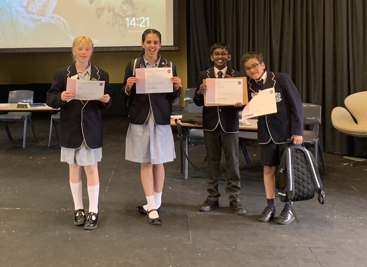 Well done to Aliza in Yr6 &amp; Harry S, Shrayan &amp;Maya in Yr5, who took part in a rigorous debate competition at <a href="/OPS_OratoryPrep/">The Oratory Prep School</a> today.
They debated two topics, one planned &amp; one impromptu. They very almost made it into the final, therefore were runners up (3rd out of 8).