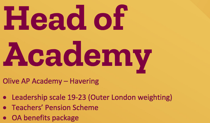 We are looking for a Head of Academy who will undertake the day-to-day management and leadership of our #AlternativeProvision academy in #Havering. Please apply by 5pm on Monday 15 May: bit.ly/3NrWgqj #EduJobs #TeachingJobs