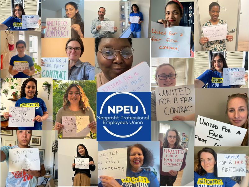 UnitedNp's tweet image. We, the workers at @npwf, are united for a fair first collective bargaining agreement. We advocate for marginalized communities in this country- our working conditions should match the standards that we advocate for nationally. 1/2 #1u #UnionStrong