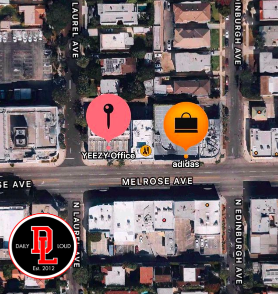 Kanye West sets up the new YEEZY Office next to the Adidas store in Los Angeles