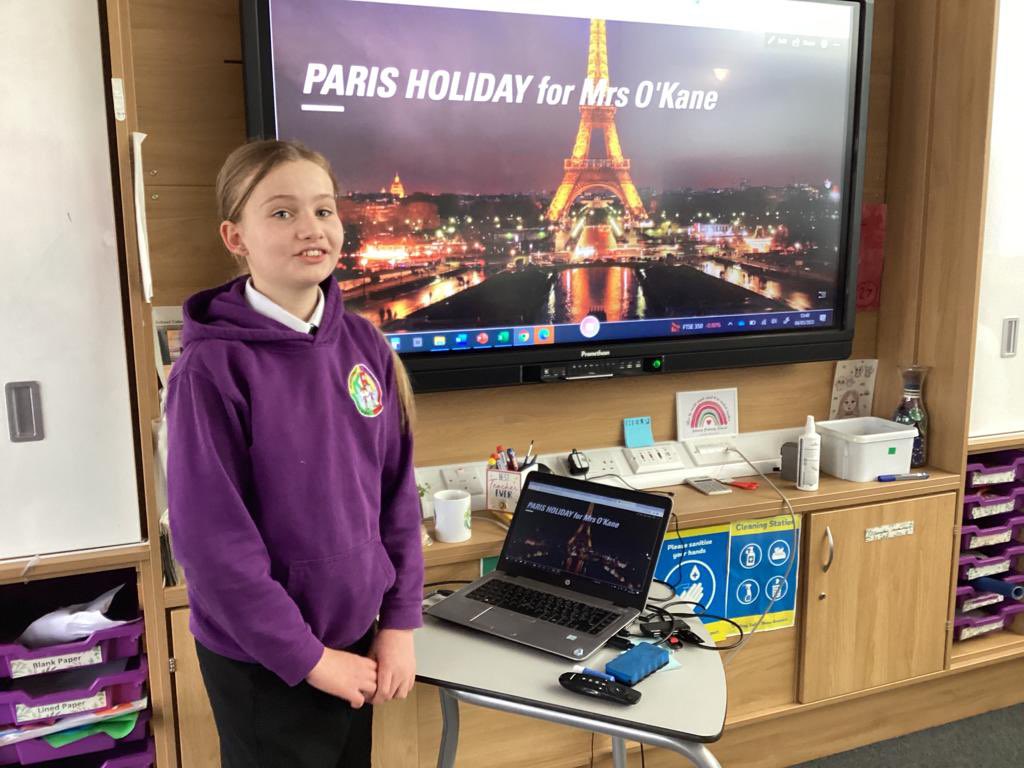 KinrossPrimaryS's tweet photo. P7b have been planning a Paris trip for Mrs O’Kane and have presented their itineraries to her, so that she can select her favourite. #SLLW https://t.co/ypIKy4yGLl