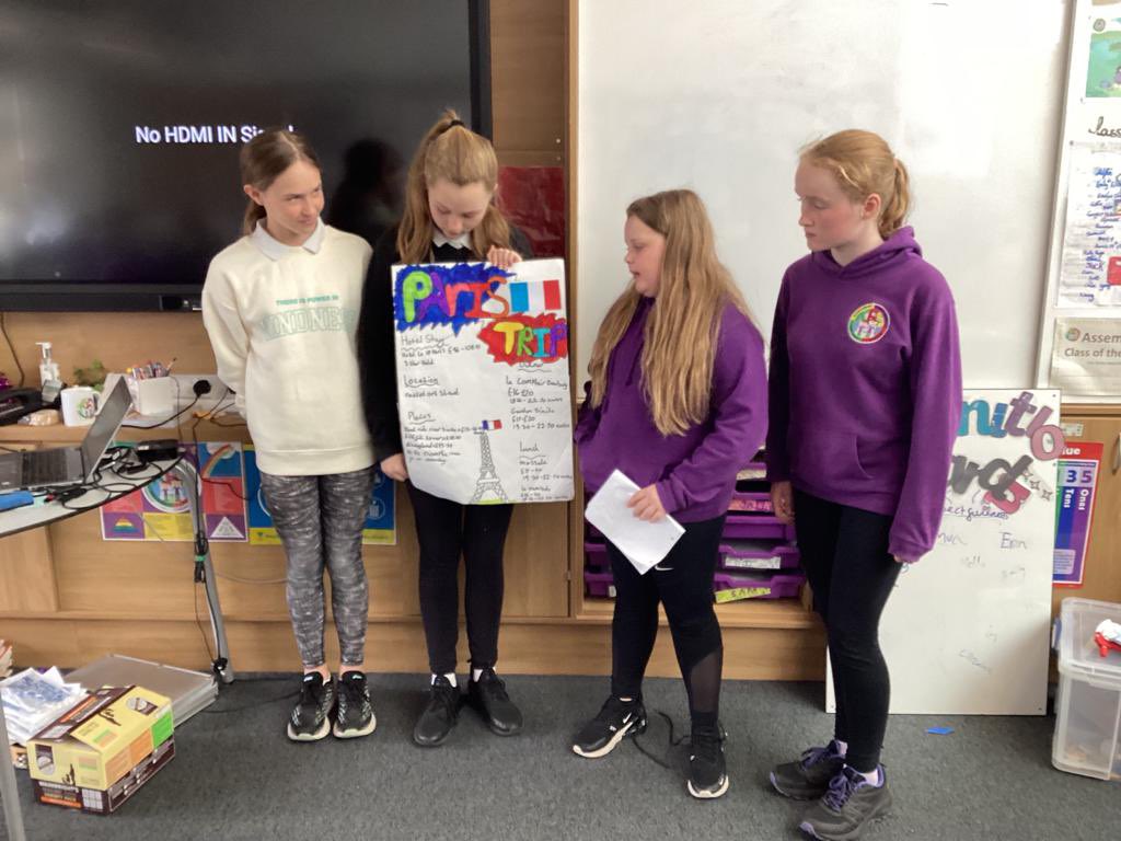 KinrossPrimaryS's tweet photo. P7b have been planning a Paris trip for Mrs O’Kane and have presented their itineraries to her, so that she can select her favourite. #SLLW https://t.co/ypIKy4yGLl