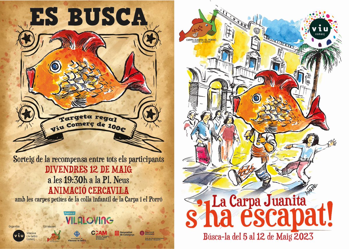 𝘌𝘪𝘪𝘪 𝘲𝘶𝘦 𝘥𝘦𝘮à 𝘤𝘰𝘮𝘦𝘯ç𝘢 𝘭𝘢 𝘤𝘦𝘳𝘤𝘢 𝘥𝘦 𝘭𝘢 𝘤𝘢𝘳𝘱𝘦𝘵𝘢!!

Durant una setmana, tenint el fulletó de viu comerç trobaràs una pista per dia on hauràs de posar en quina botiga es troba la carpeta!!

⚠️ TROBA EL TEU FULLETÓ a la paradeta de la Carpa Juanita !