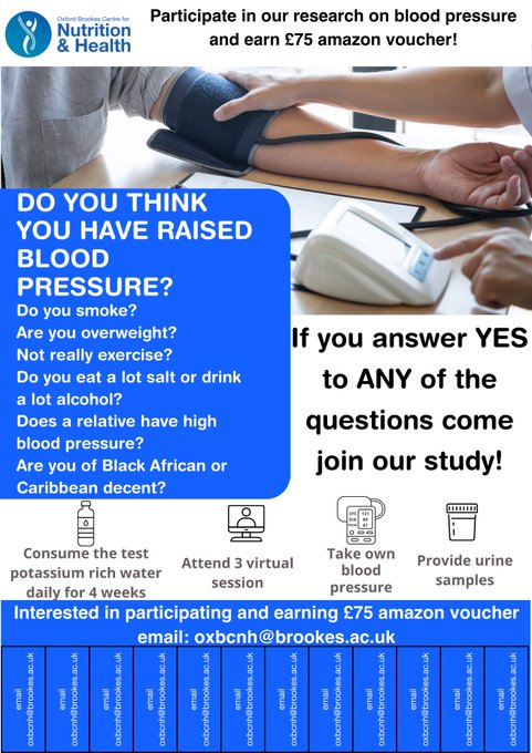 Have raised blood pressure? Live in UK mainland? Want £75 amazon voucher?
#participantsneeded #amazonvouchers #remotetesting #nutrition