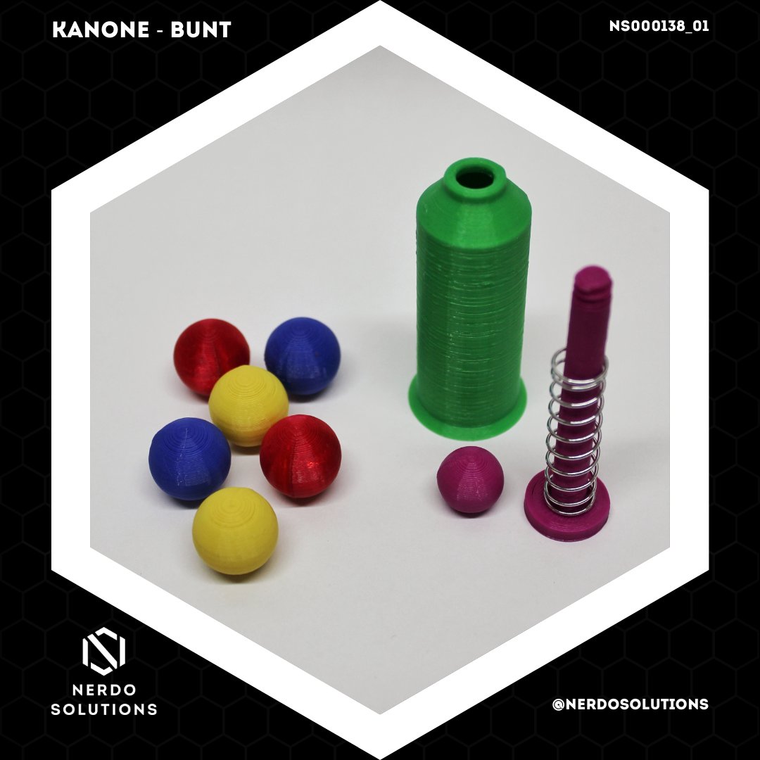 Ready, aim, fire!
Manchmal braucht man eine Kanone, um seinen Standpunkt klar zu machen. Und weil das Leben bunt ist, darf es die Kanone samt Munition auch sein.

#NerdoSolution #3DPrinting