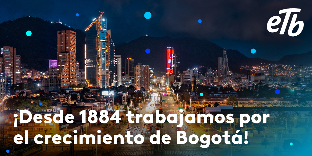 ETB's tweet photo. #CompromisoETB Desde 1884 hemos desplegado una infraestructura de telecomunicaciones a la vanguardia de los tiempos para apoyar el crecimiento de Bogotá. 💙 https://t.co/nH9oNzkXpr