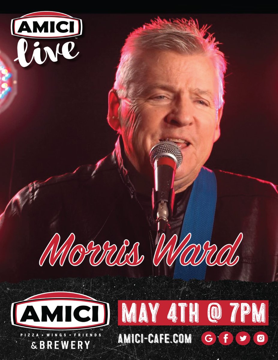 AmiciEasley's tweet photo. JOIN US TONIGHT FOR MORRIS WARD ➡️ LIVE @ 7PM! 🤩
It's going to be an AMAZING show! 🎶
#AmiciEasley #EasleyDoesIt #livemusic #AmiciLIVE #music #local #musician #Amici #PizzaWingsFriends #foodie #pizzalover #musiclover https://t.co/mCNP9laXW4