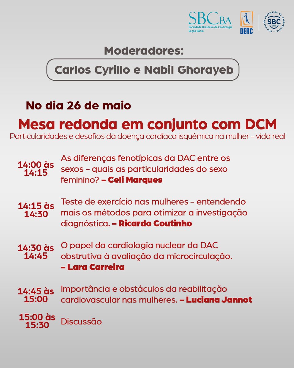 DercSbc's tweet photo. Venha acompanhar conosco a programação do XXIX Congresso Nacional do DERC e no 35º Congresso de Cardiologia do Estado da Bahia! Nossos especialistas trarão novidades e discussões enriquecedoras sobre a área. 

Não perca essa oportunidade! Estamos ansiosos para te ver lá! https://t.co/cKLQiTBXnd