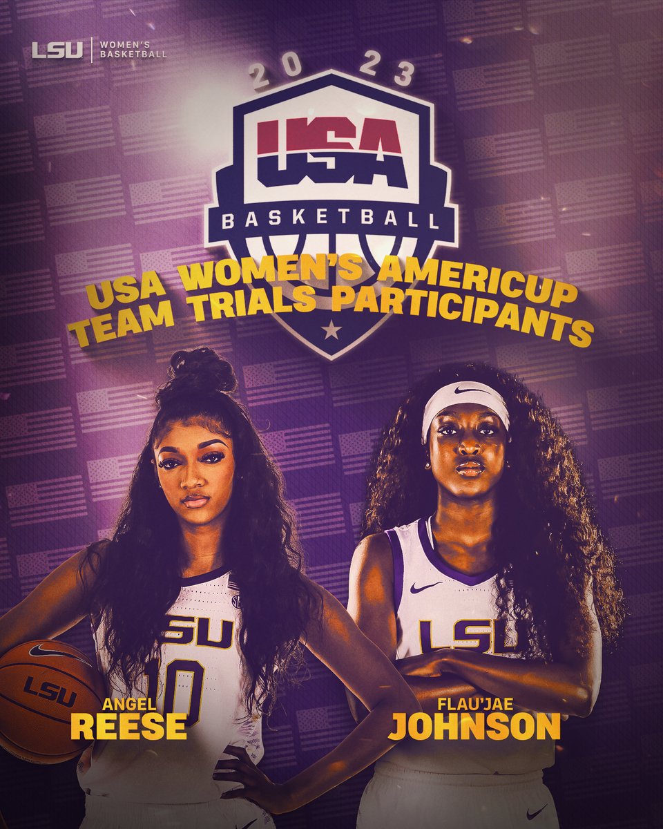 LSUwbkb's tweet photo. Flau'jae Johnson and Angel Reese have been selected to take part in the 2023 USA Women’s Basketball AmeriCup Team Trials May 11-15 in Colorado Springs 🇺🇸

They will compete for an opportunity to represent their country in the FIBA Women’s AmeriCup!

📄 https://t.co/LEg8oz1eu7 https://t.co/rHqAlLohMW