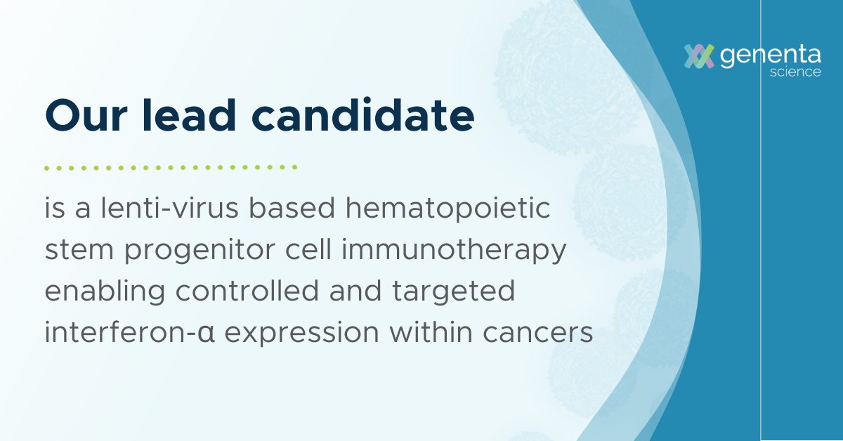 GenentaScience's tweet image. Our lead candidate is a lenti-virus based hematopoietic stem progenitor cell #immunotherapy enabling controlled and targeted interferon-α expression within #cancers. Learn more: bit.ly/3VGjoT3