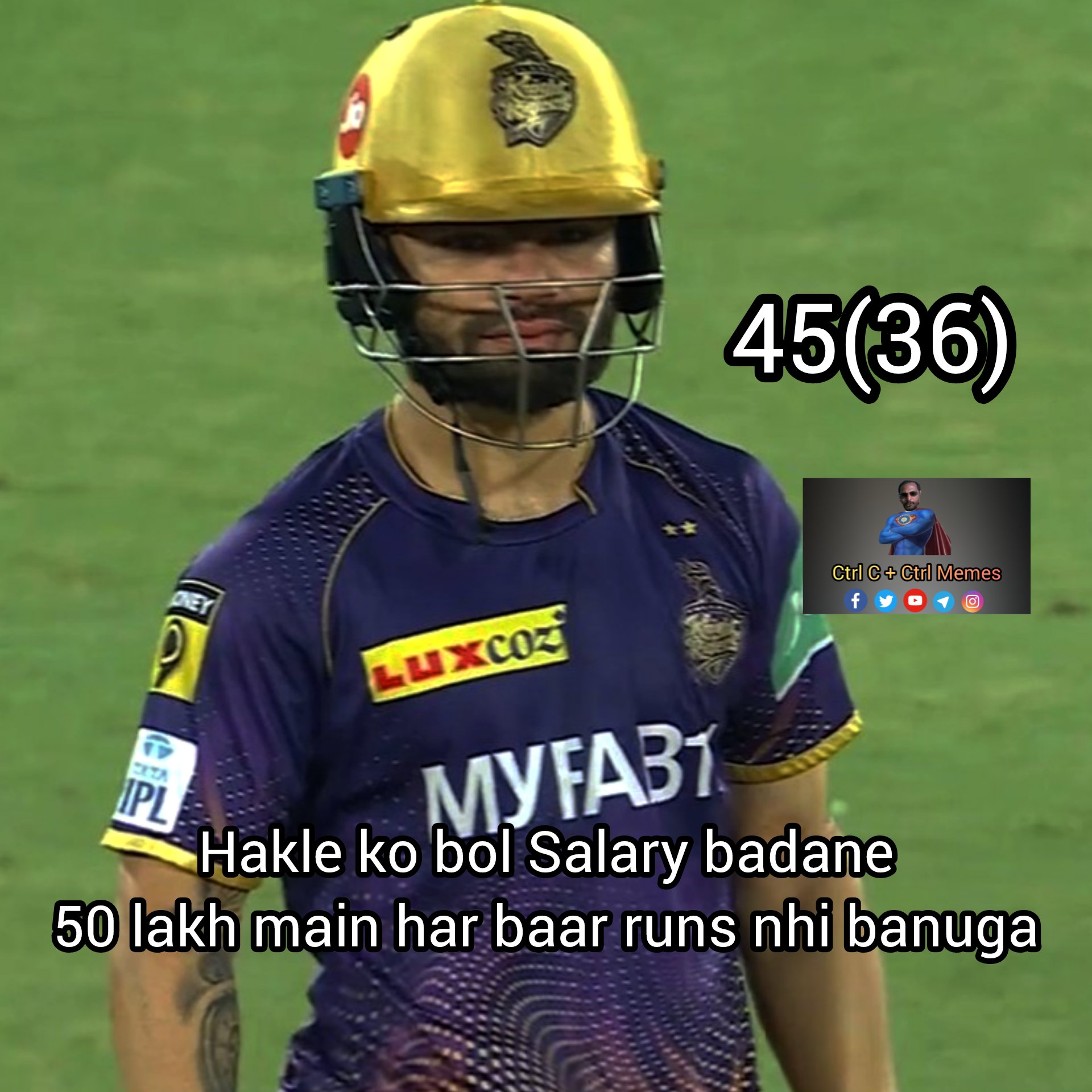 Ctrl C Ctrl Memes on Twitter: "#SRHvKKR Increase salary of Rinku Singh  https://t.co/FpZsqgUT6N" / Twitter